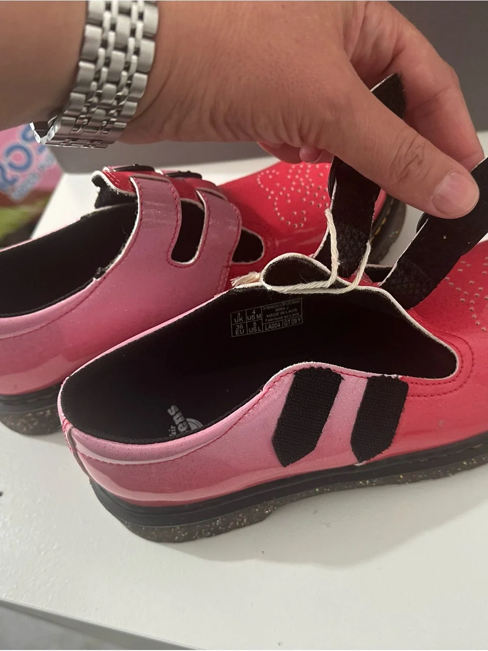 Dr. Martens Pink and Red Heart Mary Jane Kids Shoes